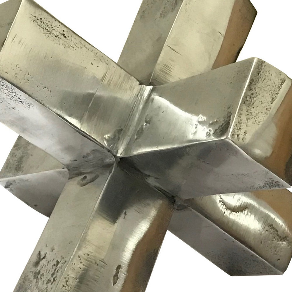Pearl Abstract Starburst Tabletop Decorative Accent | Silver Metal 8"