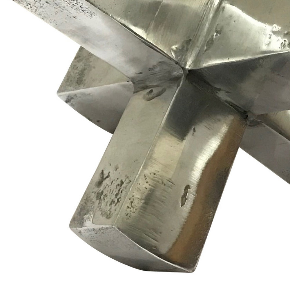 Pearl Abstract Starburst Tabletop Decorative Accent | Silver Metal 8"