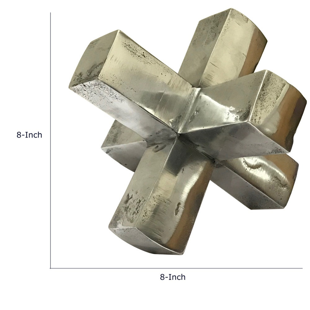 Pearl Abstract Starburst Tabletop Decorative Accent | Silver Metal 8"