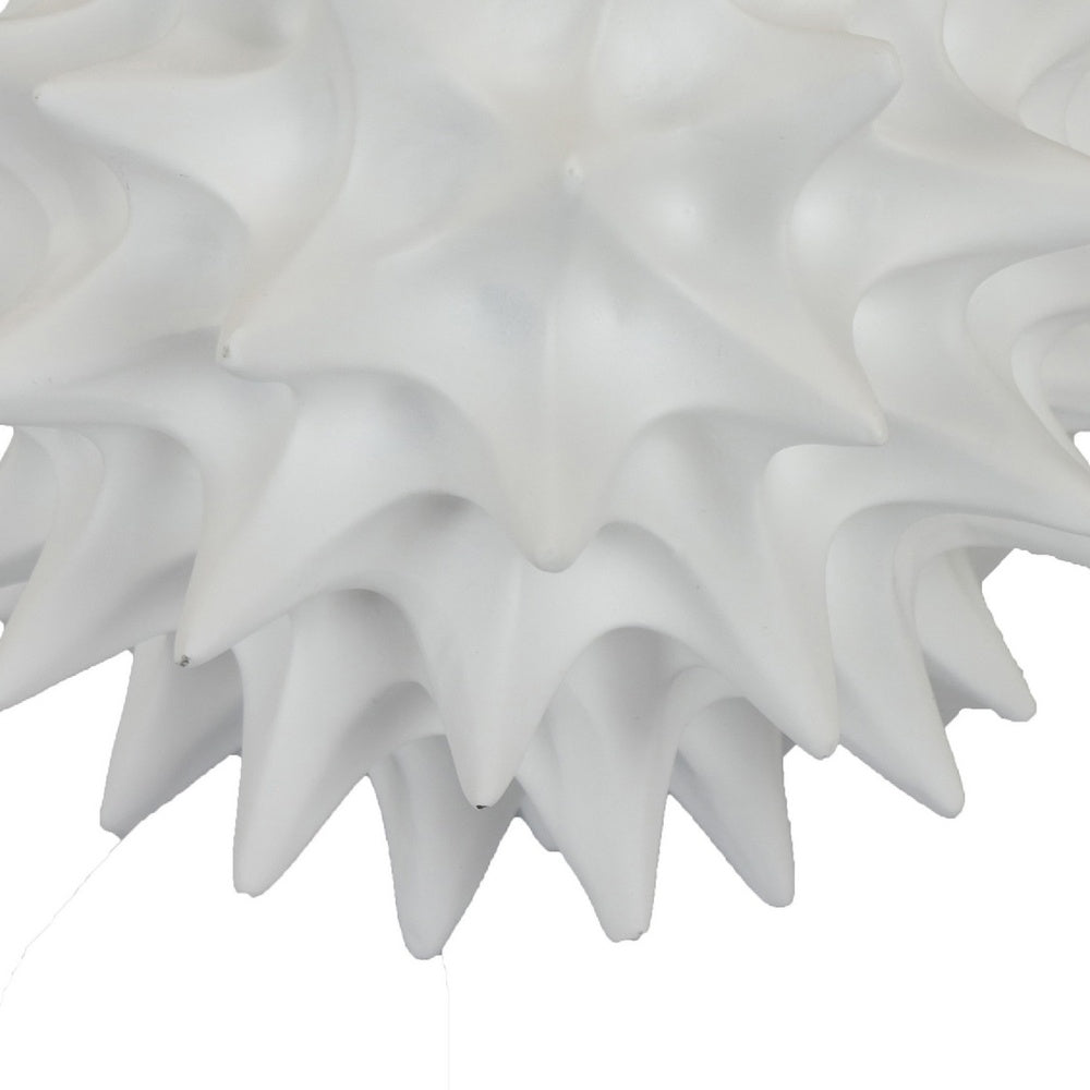 Saima Decorative Orb Sculpture with Spiked Patterns | White Resin 9"