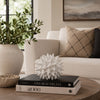 Saima Decorative Orb Sculpture with Spiked Patterns | White Resin 9"