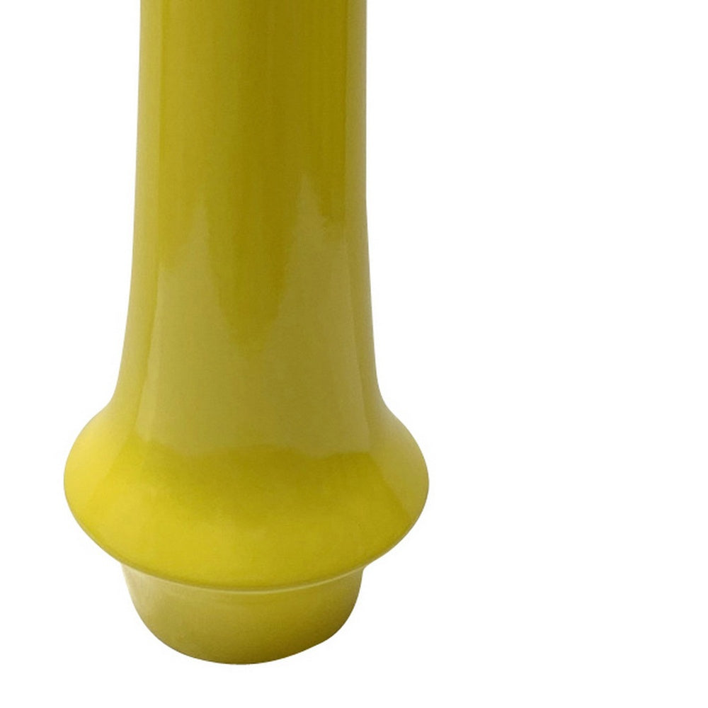 Ziva Tall Decorative Vase with Flared Base | Yellow Ceramic 16"
