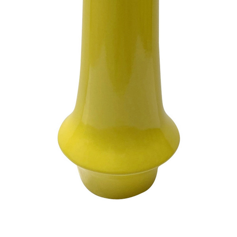 Ziva Tall Decorative Vase with Flared Base | Yellow Ceramic 16"