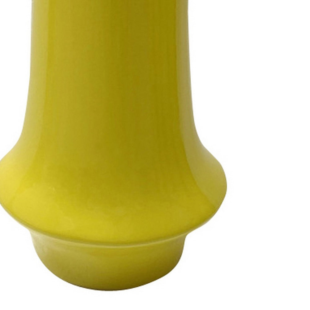 Ziva Modern Decorative Vase with Flared Base | Yellow Ceramic 12"