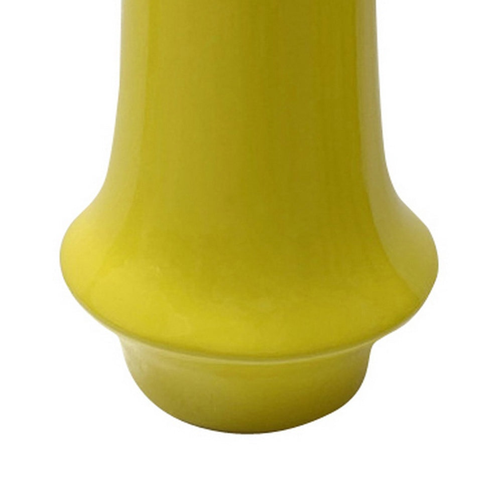 Ziva Modern Decorative Vase with Flared Base | Yellow Ceramic 12"