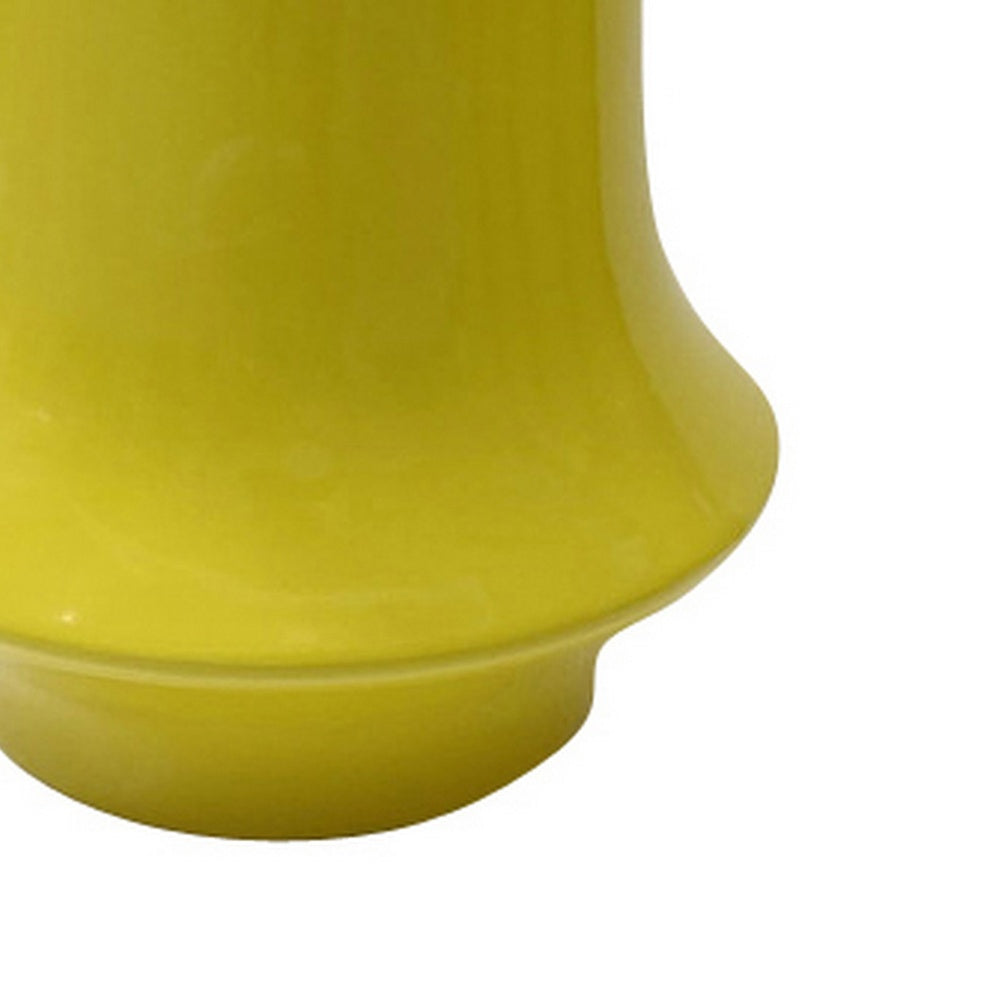Ziva Modern Decorative Vase with Flared Base | Yellow Ceramic 9"