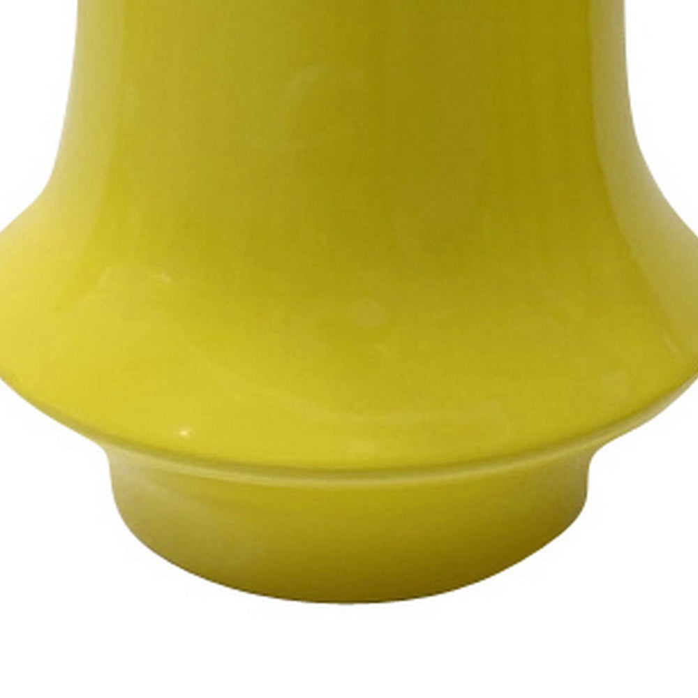 Ziva Modern Decorative Vase with Flared Base | Yellow Ceramic 9"