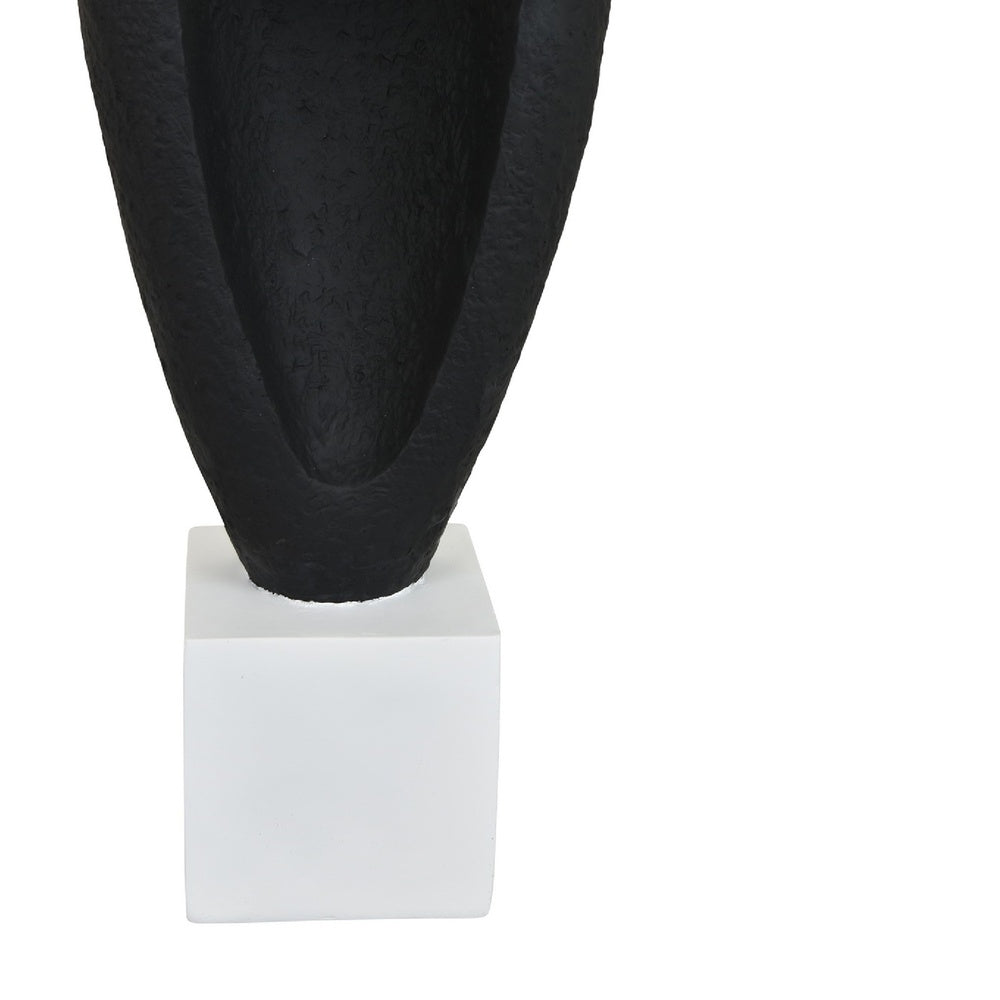 Decorative Tabletop Accent | White Marble Base | Black Teardrop | 18"