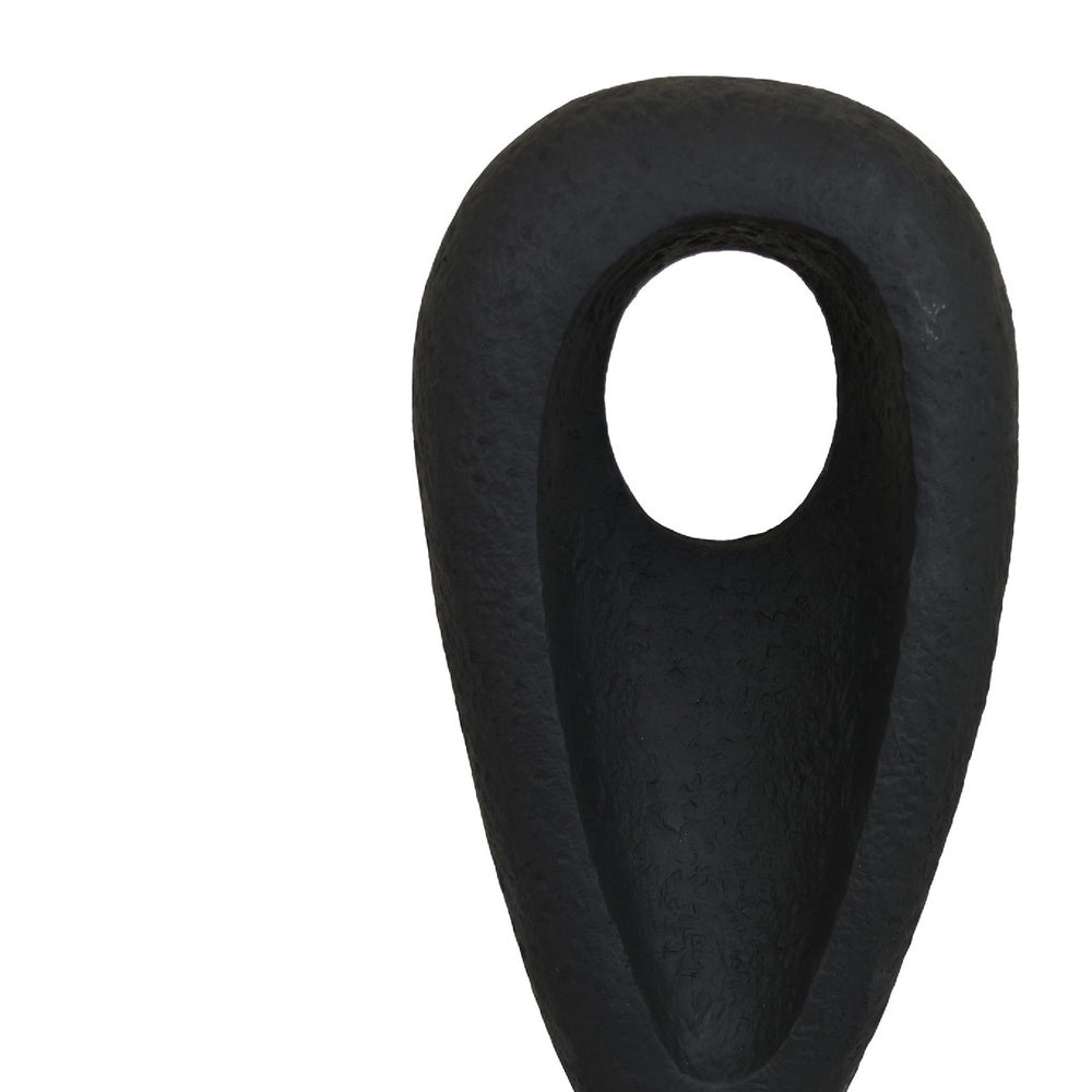 Decorative Tabletop Accent | White Marble Base | Black Teardrop | 18"