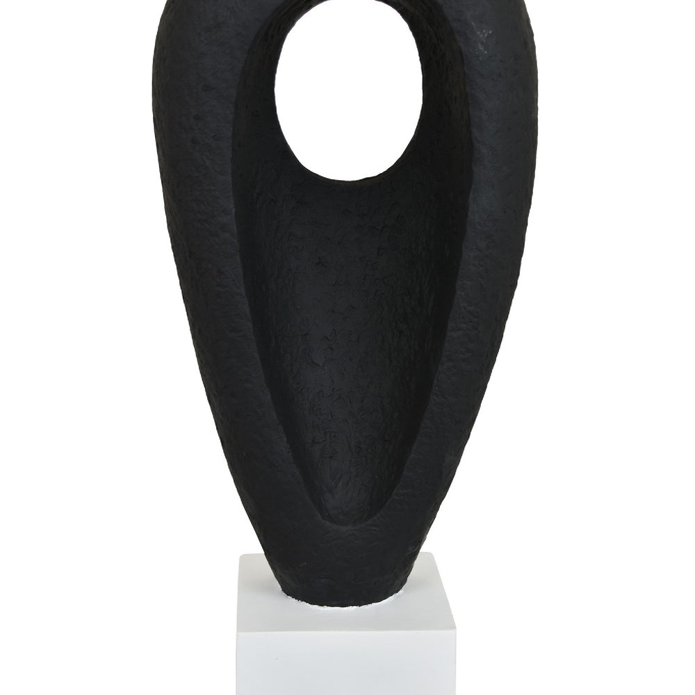 Decorative Tabletop Accent | White Marble Base | Black Teardrop | 18"
