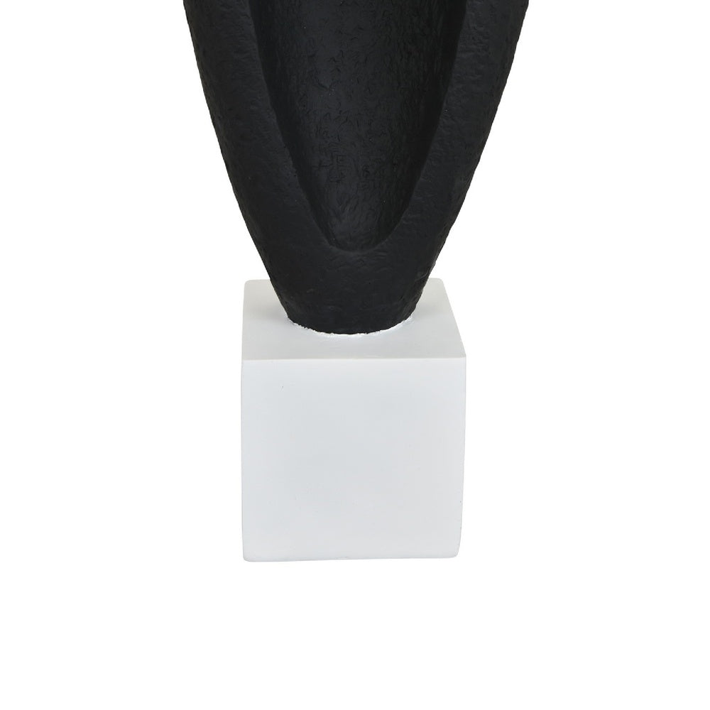 Decorative Tabletop Accent | White Marble Base | Black Teardrop | 18"