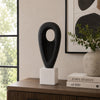 Decorative Tabletop Accent | White Marble Base | Black Teardrop | 18"