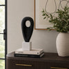 Decorative Tabletop Accent | White Marble Base | Black Teardrop | 18"