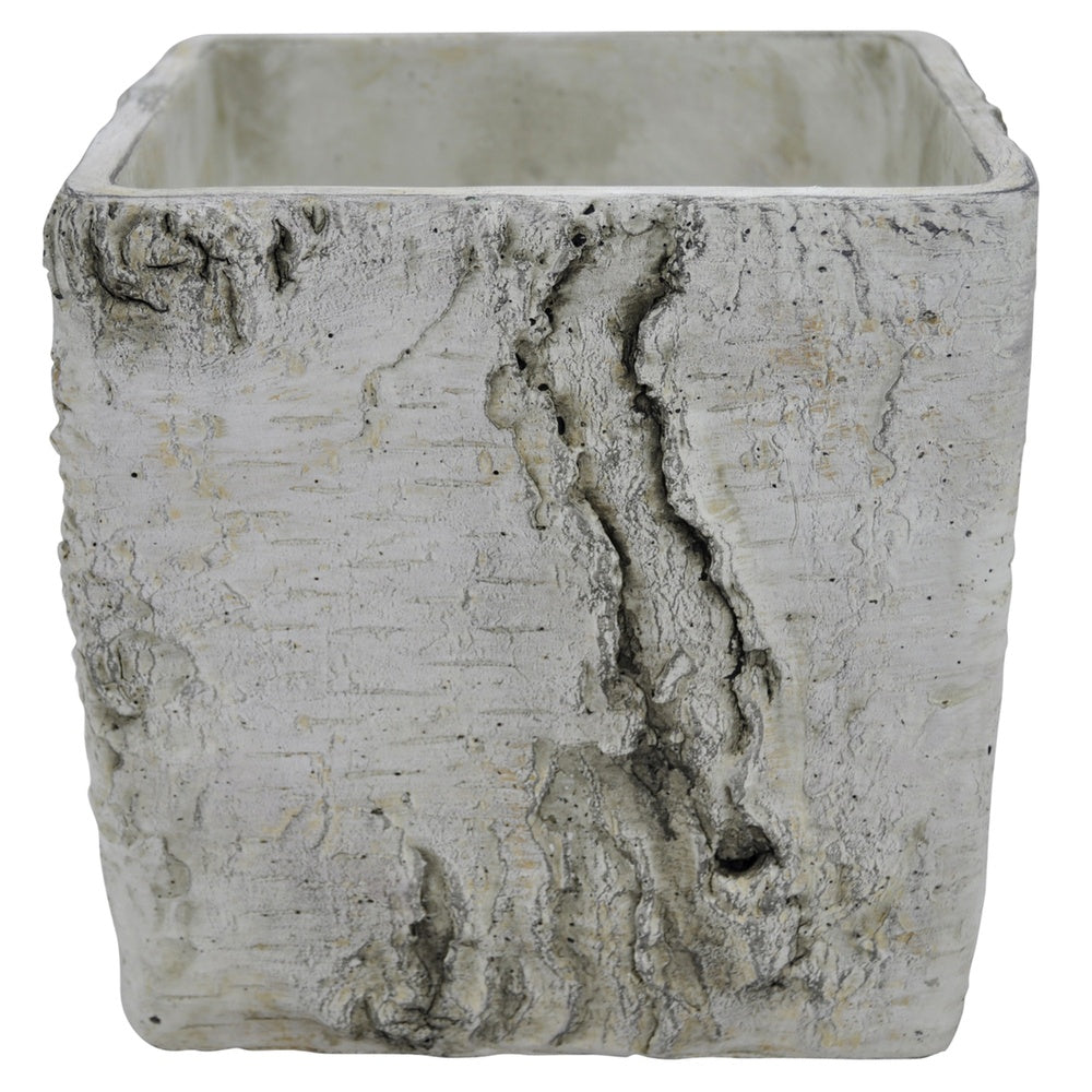 Outdoor Decorative Planter | Faux Bois Textured Terracotta | 7" Gray