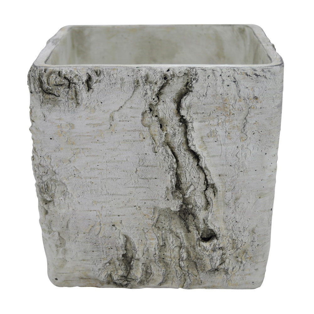 Outdoor Decorative Planter | Faux Bois Textured Terracotta | 7" Gray