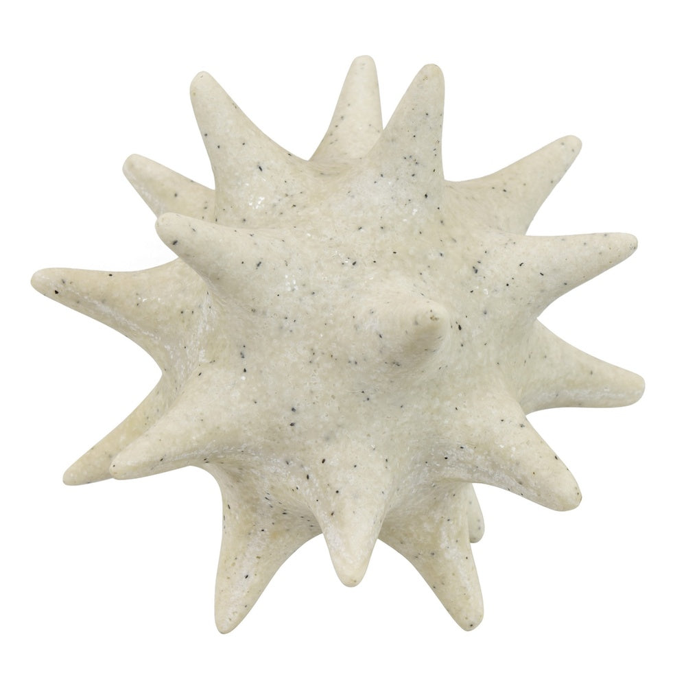 Spiked Tabletop Décor | Textured Coastal Accent | White Resin | 8"