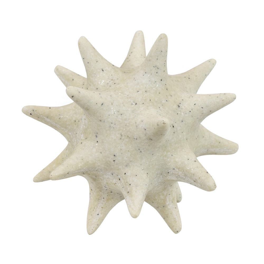 Spiked Tabletop Décor | Textured Coastal Accent | White Resin | 8"