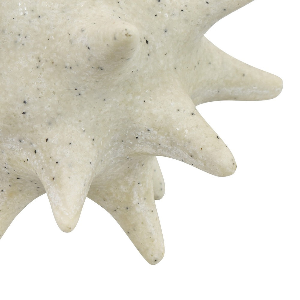 Spiked Tabletop Décor | Textured Coastal Accent | White Resin | 8"