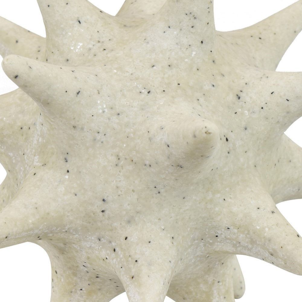 Spiked Tabletop Décor | Textured Coastal Accent | White Resin | 8"