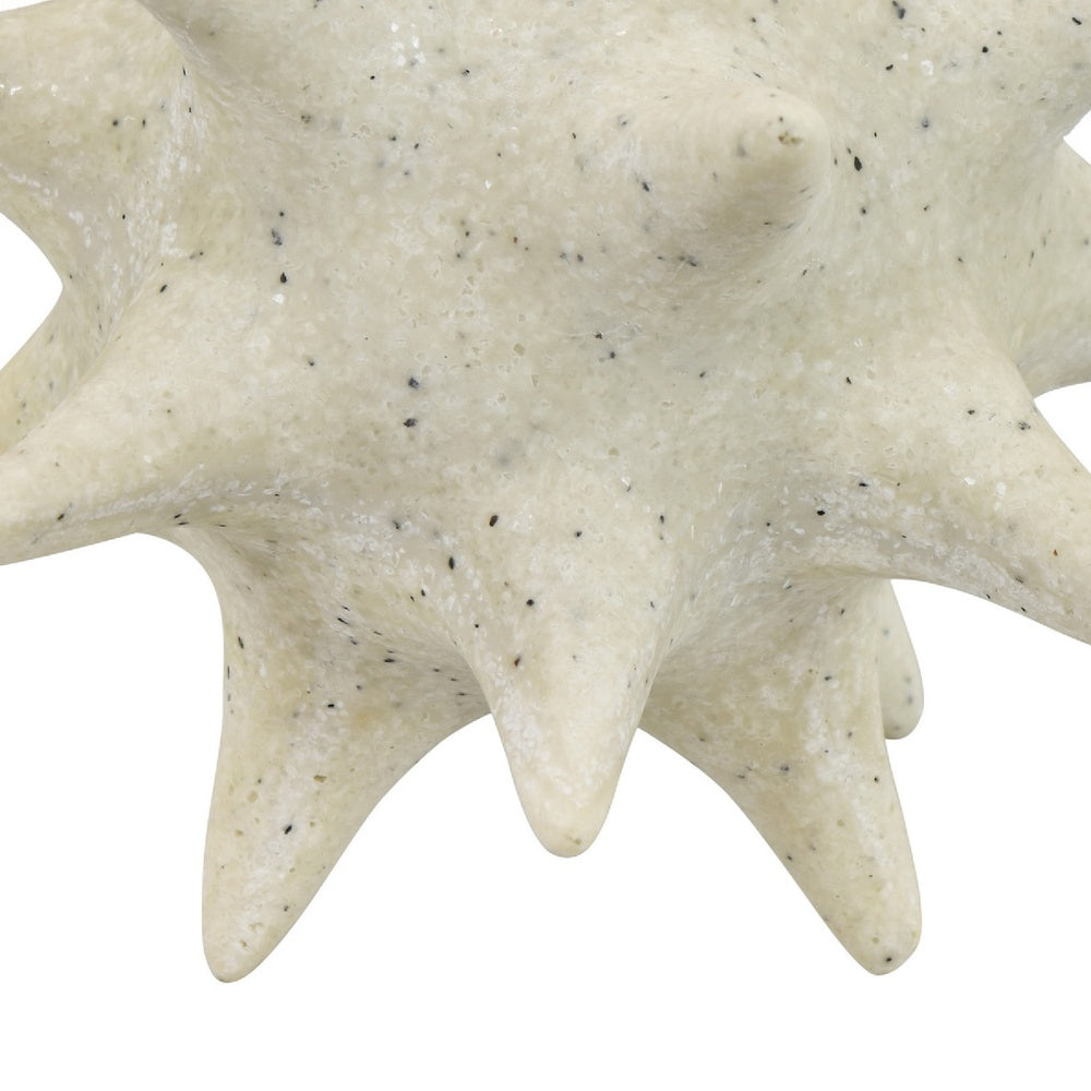 Spiked Tabletop Décor | Textured Coastal Accent | White Resin | 8"
