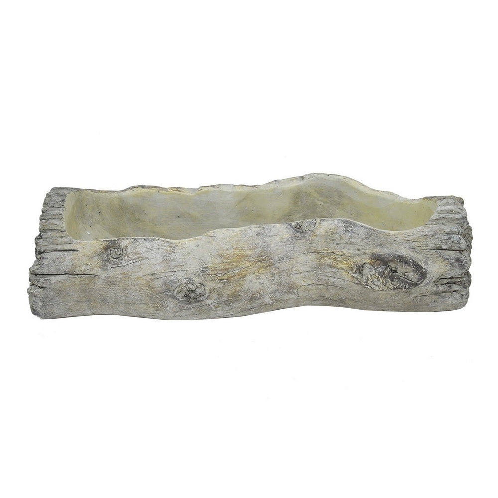 Decorative Faux Log Planter | Driftwood Style Terracotta | 13" Gray