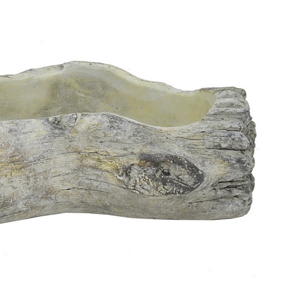 Decorative Faux Log Planter | Driftwood Style Terracotta | 13" Gray