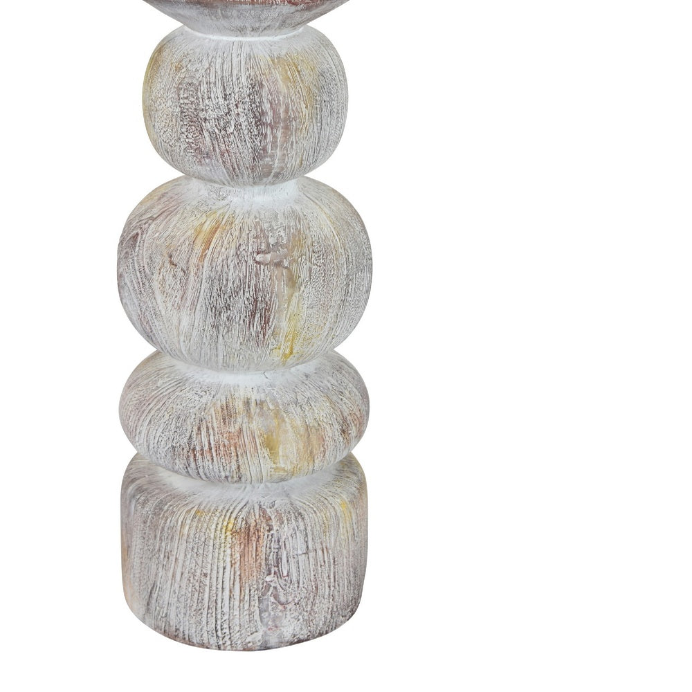 Josi Tabletop Décor C&le Holder | Sculpted Turned Whitewash Resin | 18"