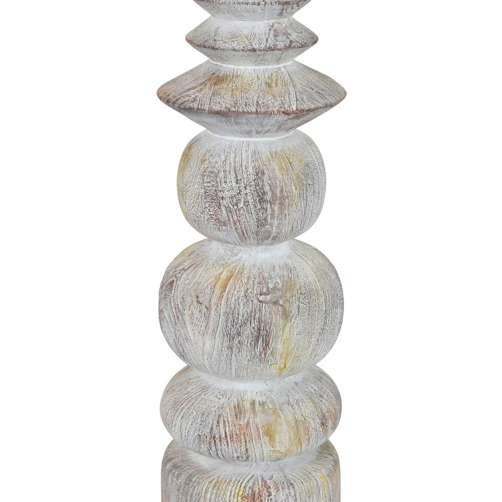 Josi Tabletop Décor C&le Holder | Sculpted Turned Whitewash Resin | 18"