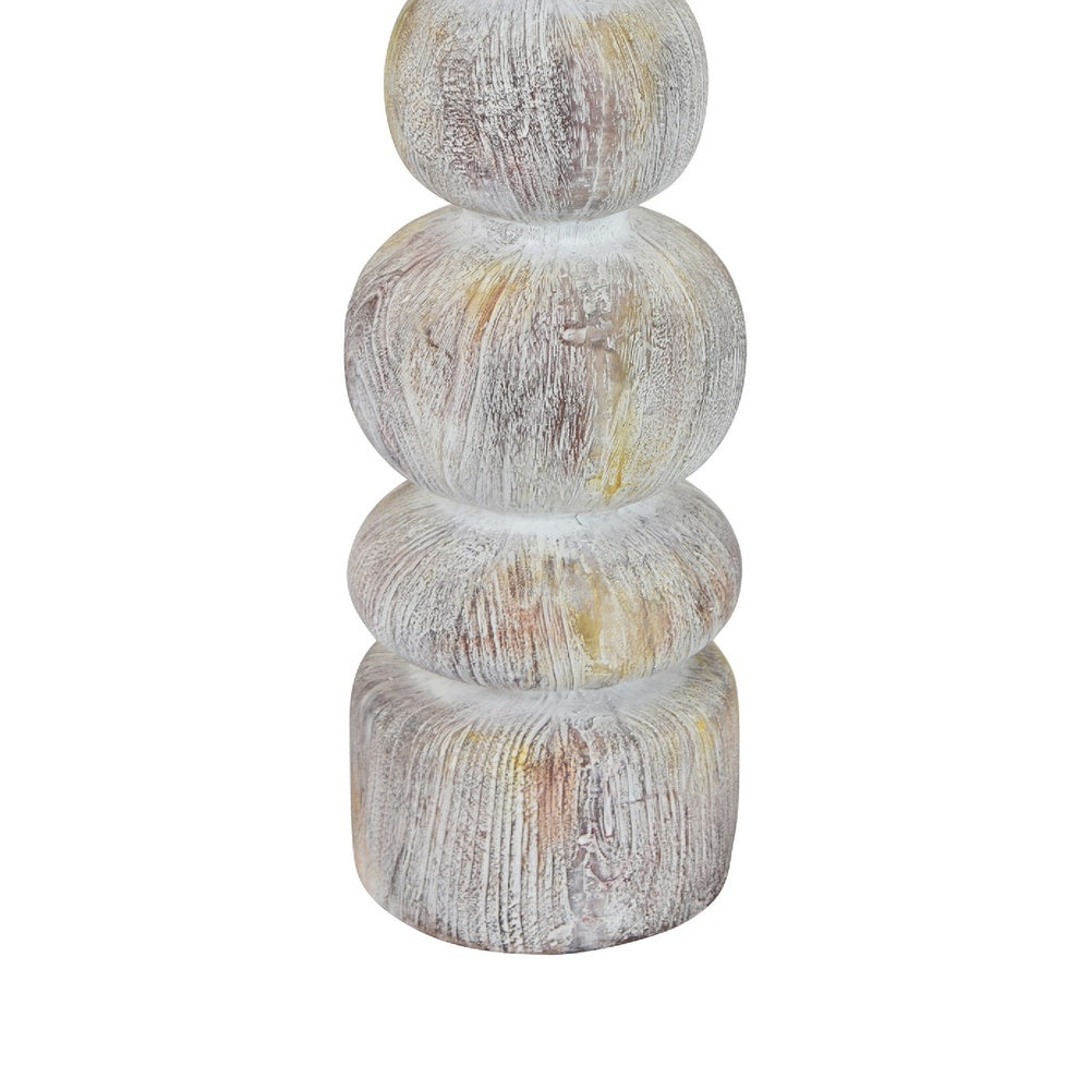 Josi Tabletop Décor C&le Holder | Sculpted Turned Whitewash Resin | 18"