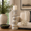 Josi Tabletop Décor C&le Holder | Sculpted Turned Whitewash Resin | 18"