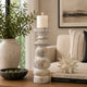 Josi Tabletop Décor C&le Holder | Sculpted Turned Whitewash Resin | 18"