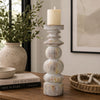 Josi Tabletop Décor C&le Holder | Sculpted Turned Whitewash Resin | 18"