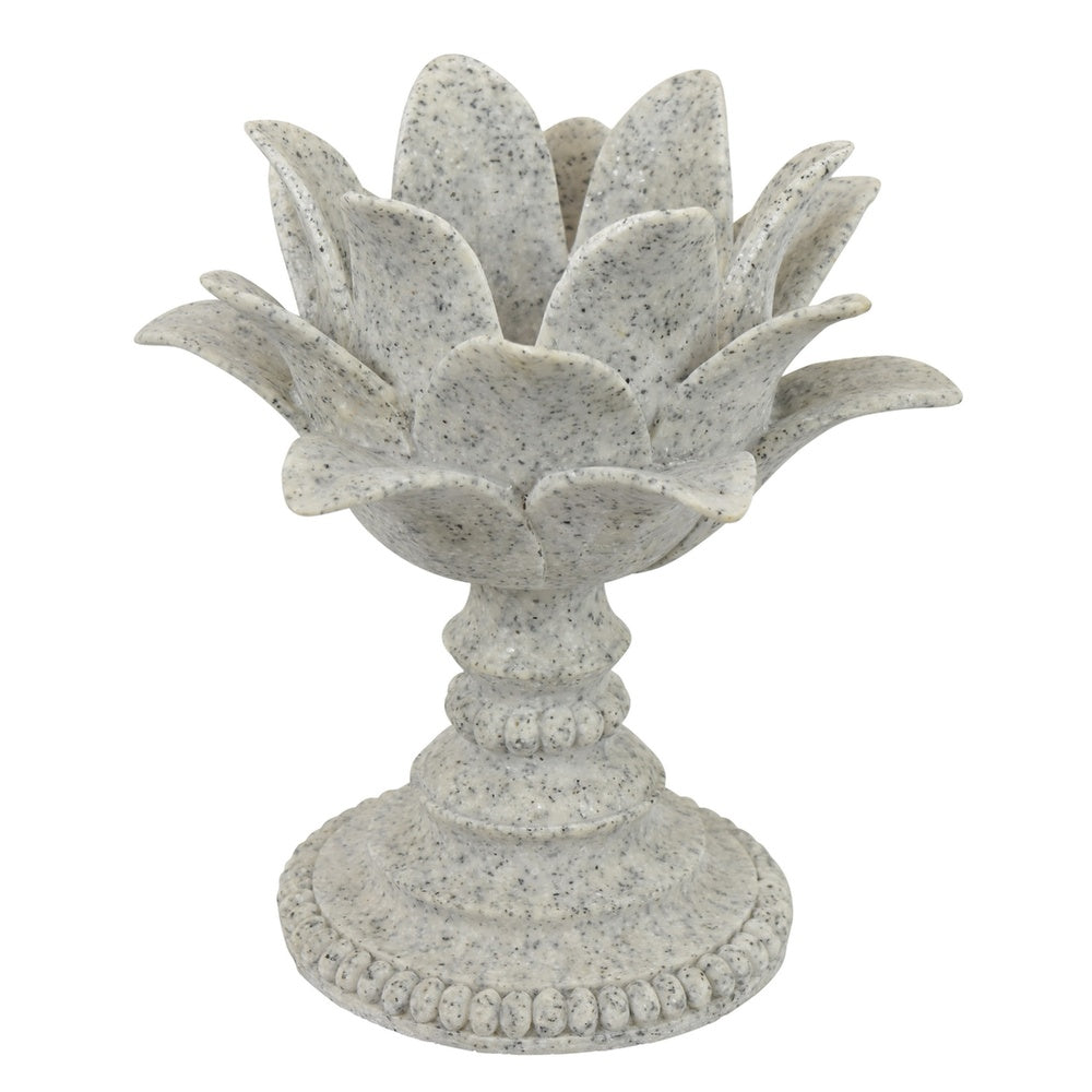 Tabletop Décor C&le Holder | Lotus Leaf Sculptural | Speckled Gray | 10"