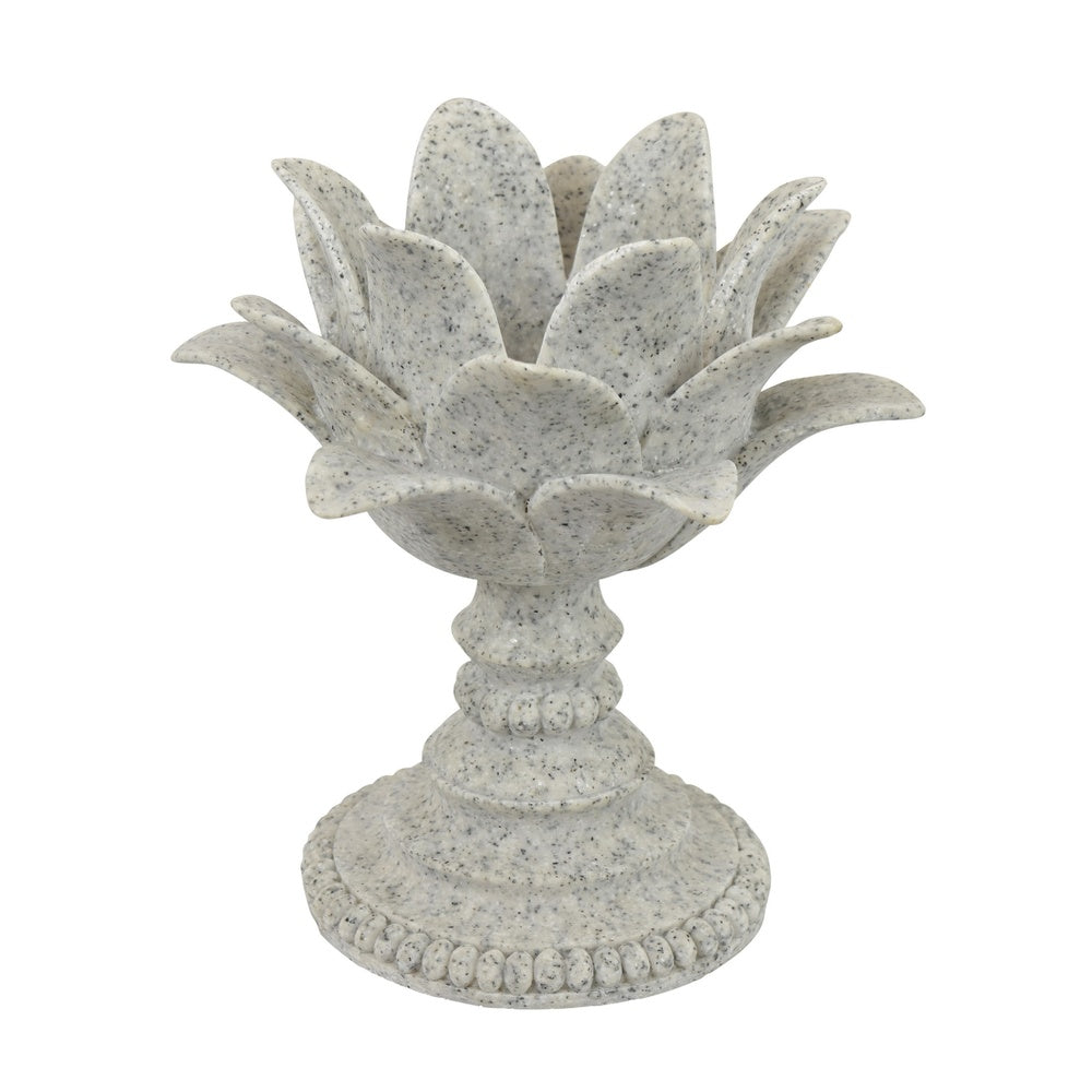 Tabletop Décor C&le Holder | Lotus Leaf Sculptural | Speckled Gray | 10"