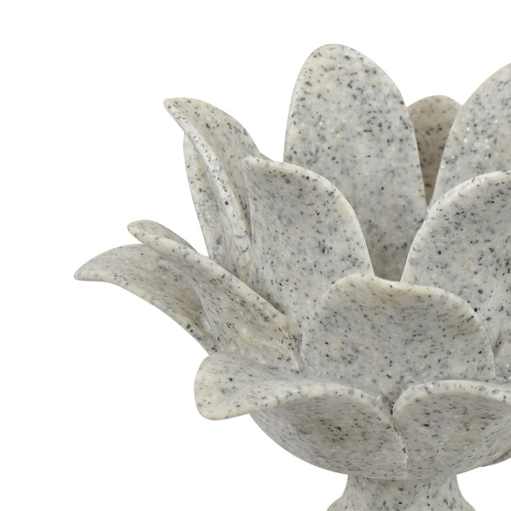 Tabletop Décor C&le Holder | Lotus Leaf Sculptural | Speckled Gray | 10"