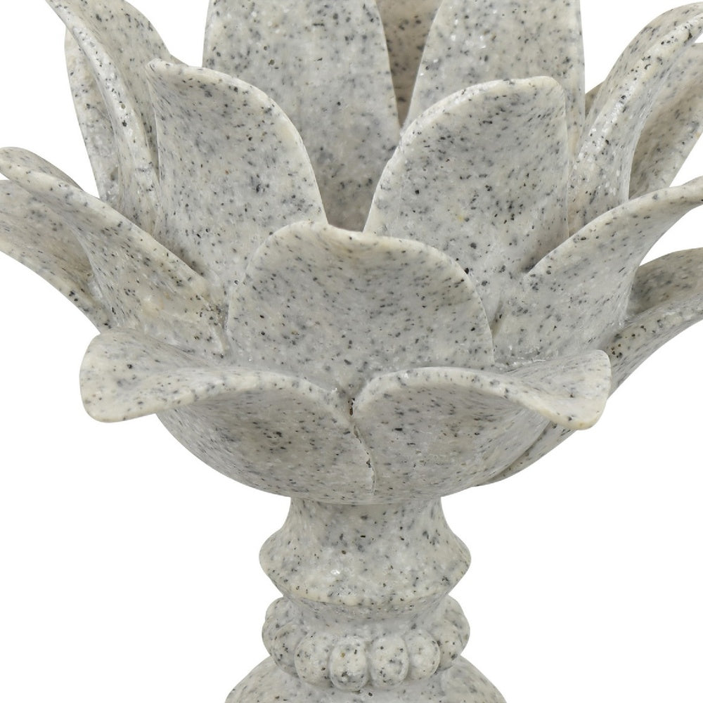 Tabletop Décor C&le Holder | Lotus Leaf Sculptural | Speckled Gray | 10"