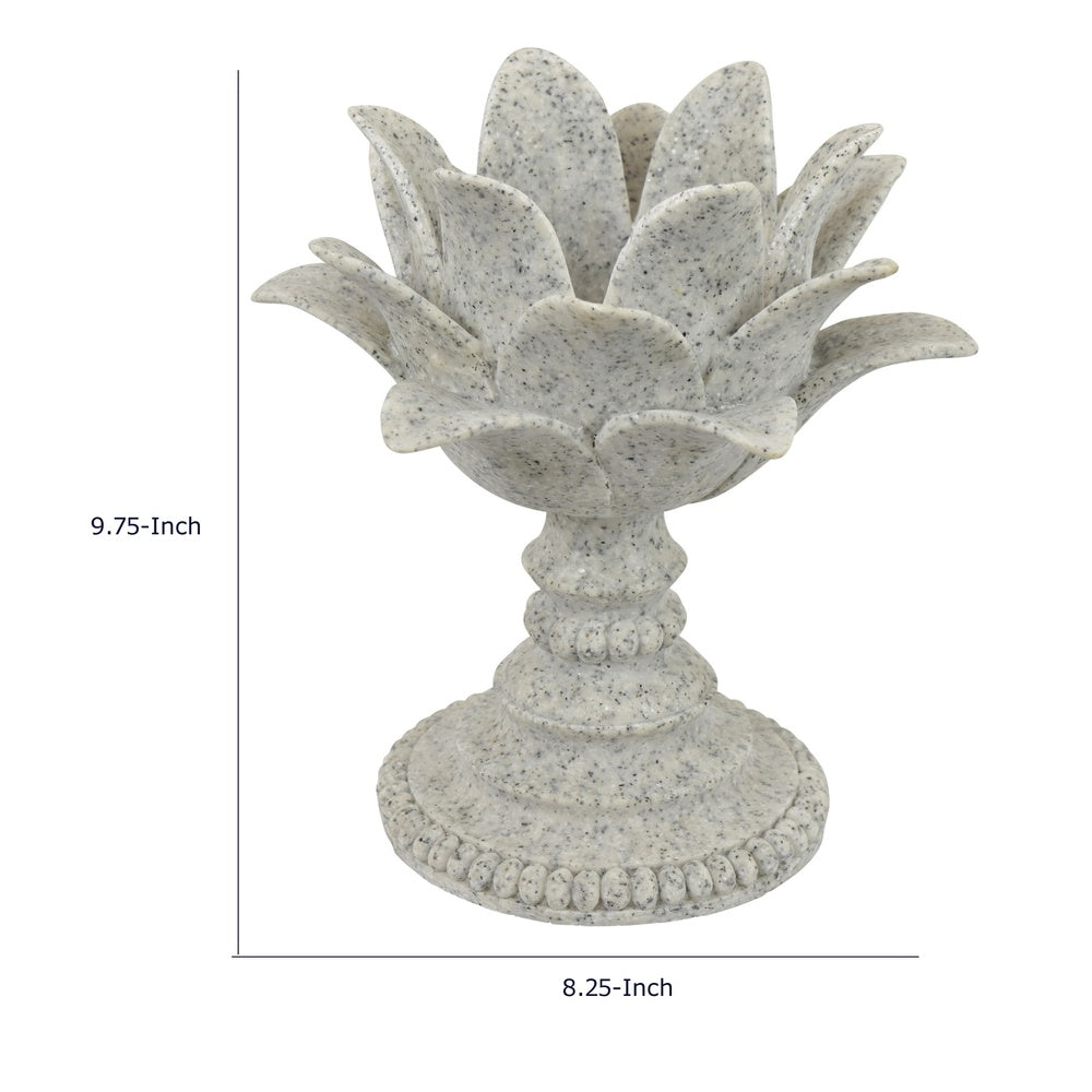 Tabletop Décor C&le Holder | Lotus Leaf Sculptural | Speckled Gray | 10"