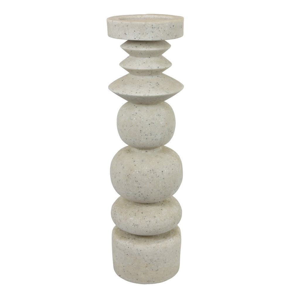 Josi Tabletop Décor C&le Holder | Sculpted Turned White Resin | 18"