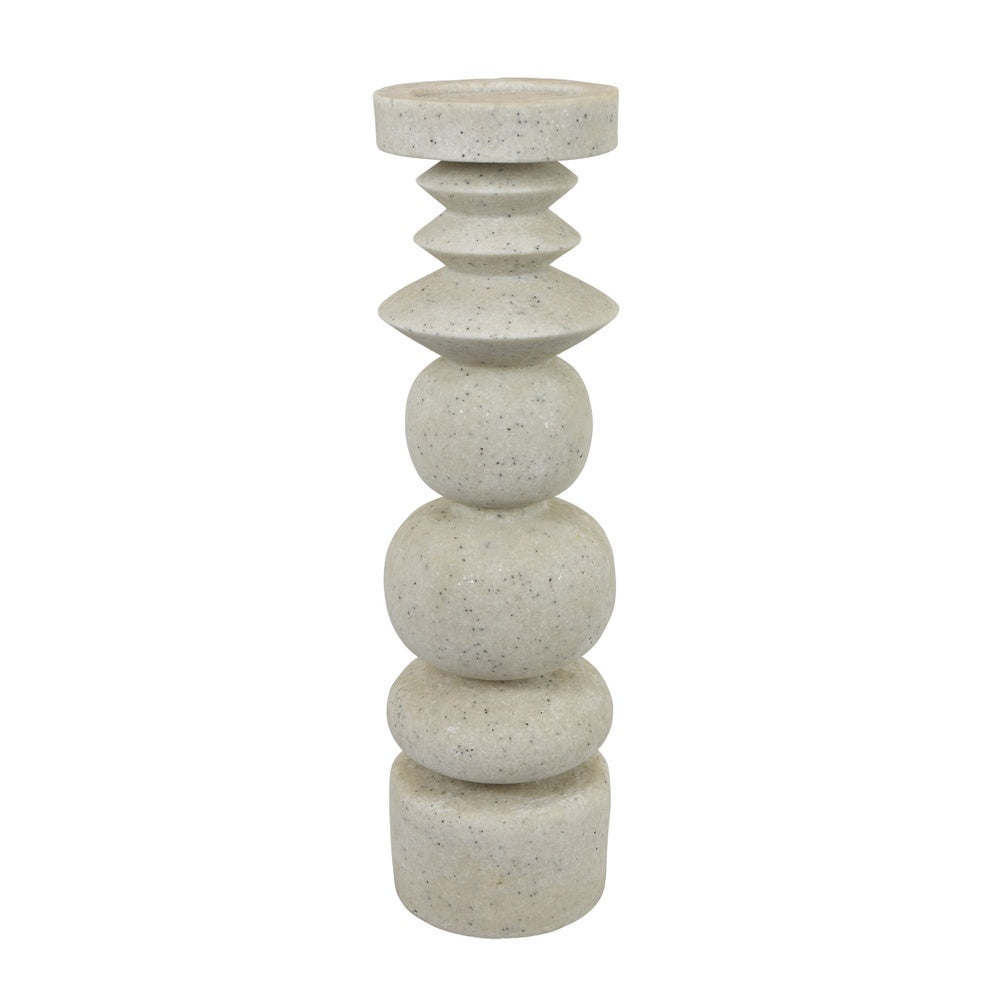 Josi Tabletop Décor C&le Holder | Sculpted Turned White Resin | 18"