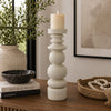 Josi Tabletop Décor C&le Holder | Sculpted Turned White Resin | 18"