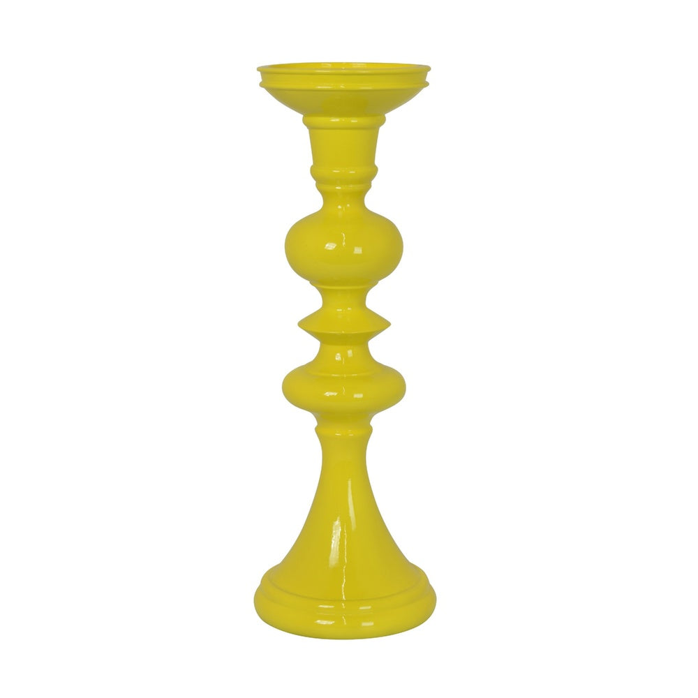Meo Tabletop Décor C&le Holder | Sculpted Turned Yellow Resin | 18"