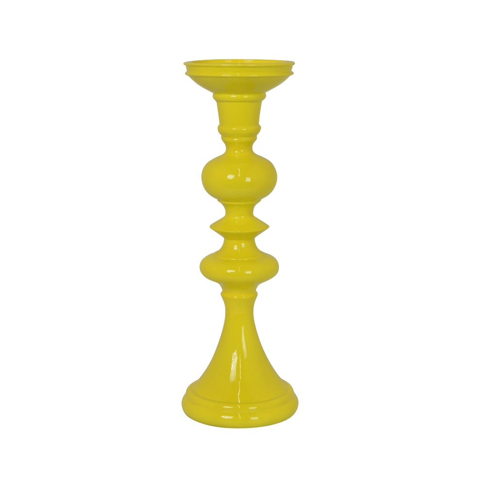 Meo Tabletop Décor C&le Holder | Sculpted Turned Yellow Resin | 18"