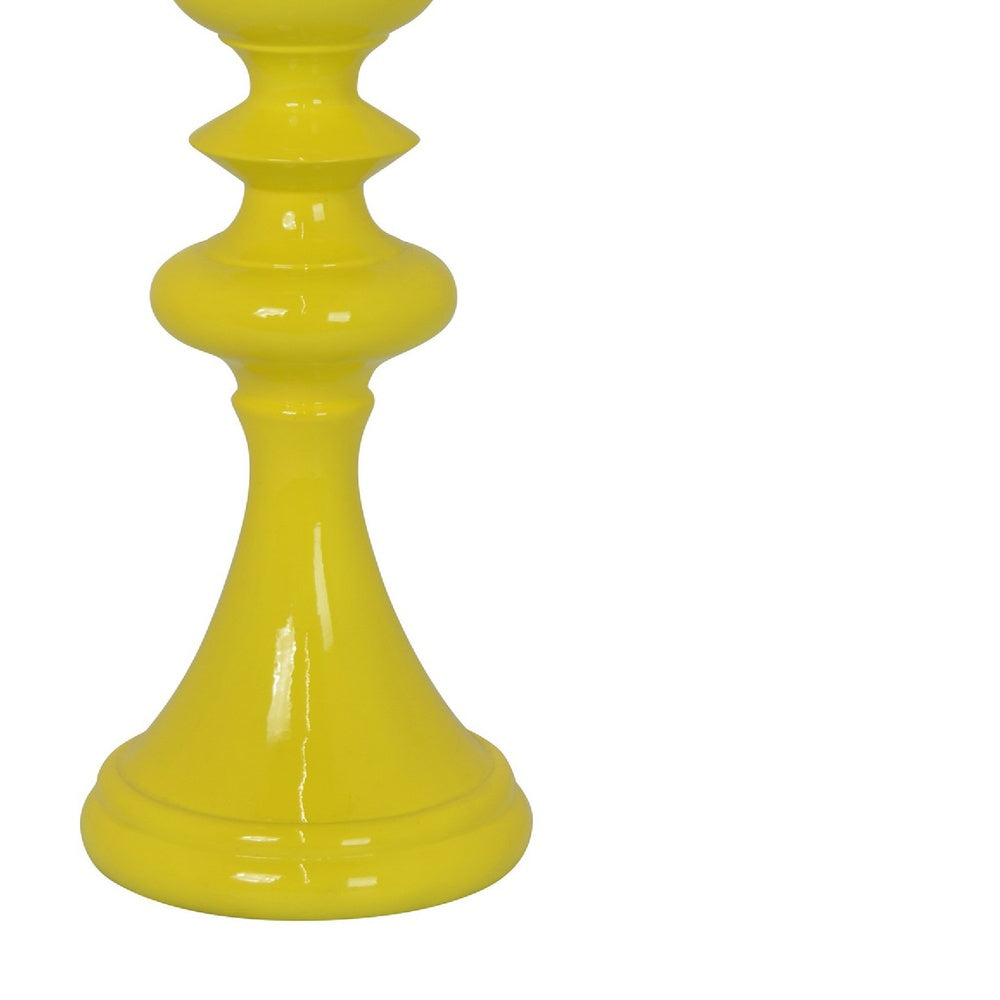 Meo Tabletop Décor C&le Holder | Sculpted Turned Yellow Resin | 18"