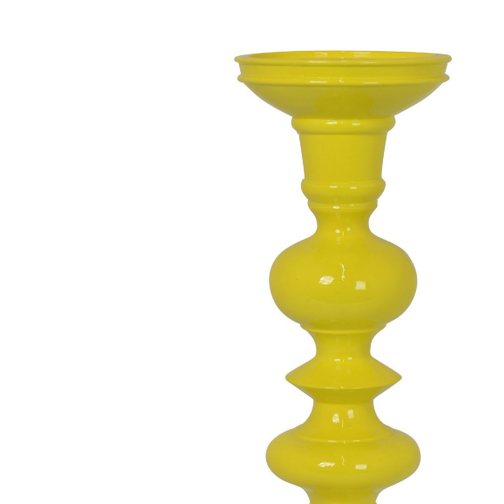 Meo Tabletop Décor C&le Holder | Sculpted Turned Yellow Resin | 18"
