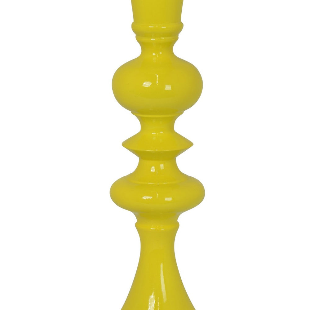 Meo Tabletop Décor C&le Holder | Sculpted Turned Yellow Resin | 18"