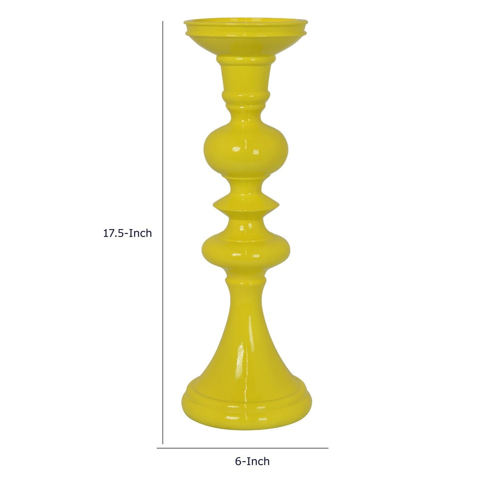 Meo Tabletop Décor C&le Holder | Sculpted Turned Yellow Resin | 18"