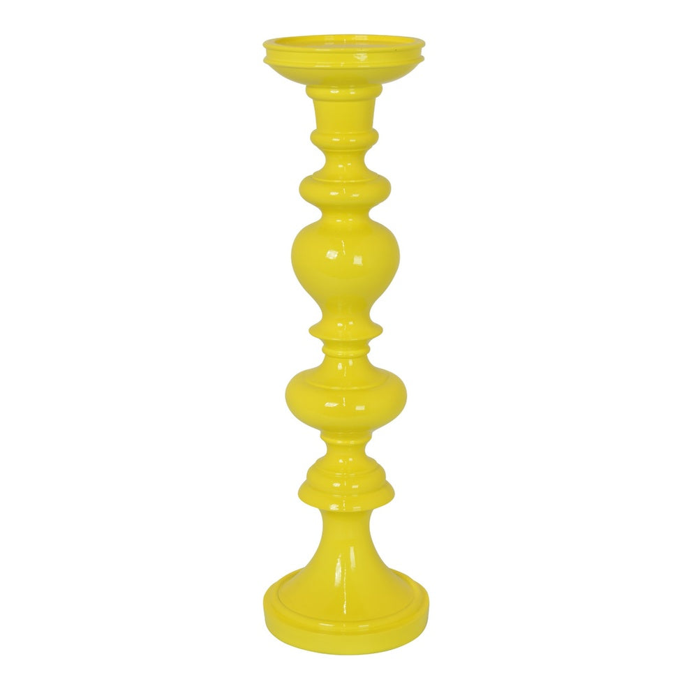 Meo Tabletop Décor C&le Holder | Sculpted Turned Yellow Resin | 20"
