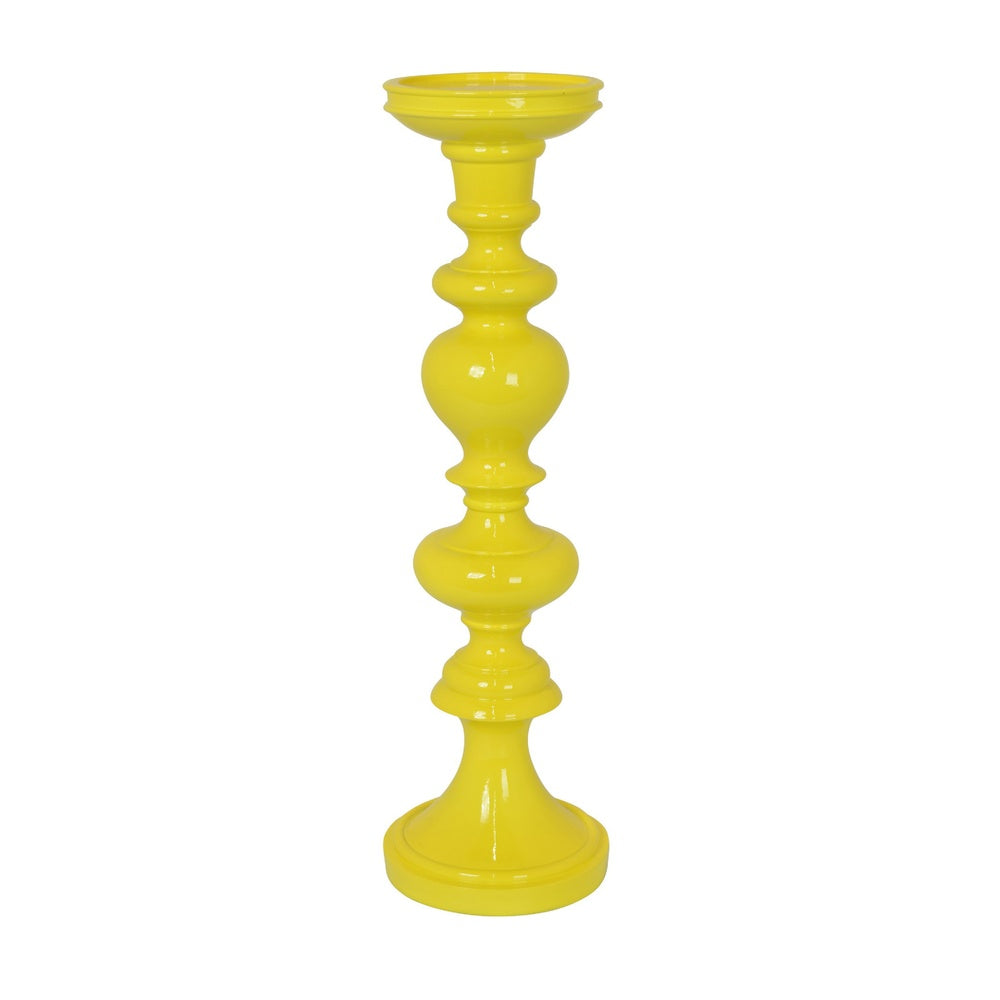 Meo Tabletop Décor C&le Holder | Sculpted Turned Yellow Resin | 20"