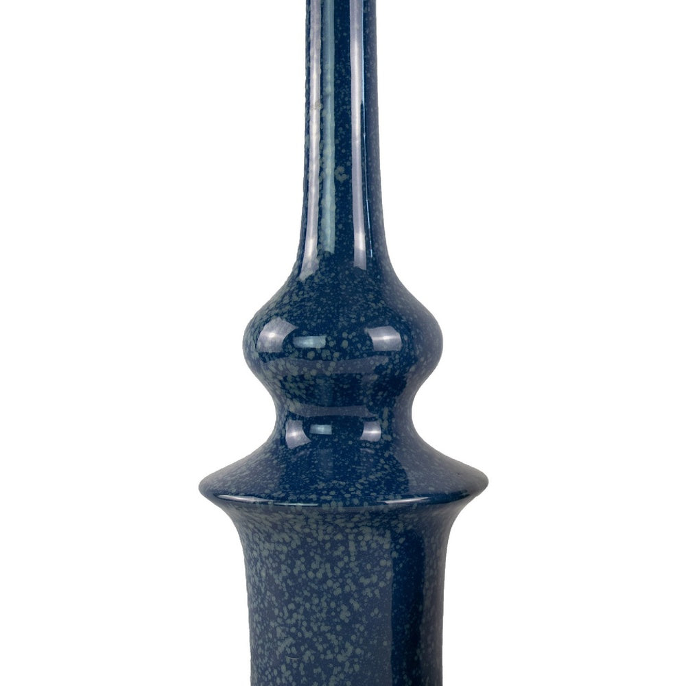 Fea Decorative Flower Vase | Narrow Mouth | Turned Blue Ceramic | 21"