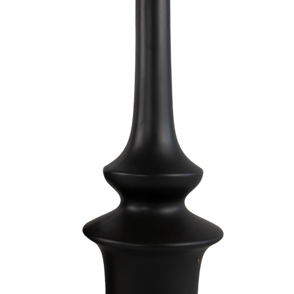 Fea Decorative Flower Vase | Narrow Mouth | Turned Black Ceramic | 17"